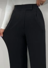 Siyah Likralı Cırt Kapama Kadın Palazzo Pantolon