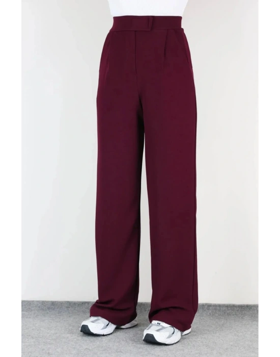 Siyah Likralı Cırt Kapama Kadın Palazzo Pantolon