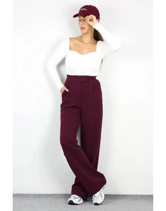 Siyah Likralı Cırt Kapama Kadın Palazzo Pantolon