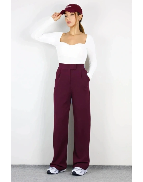 Siyah Likralı Cırt Kapama Kadın Palazzo Pantolon