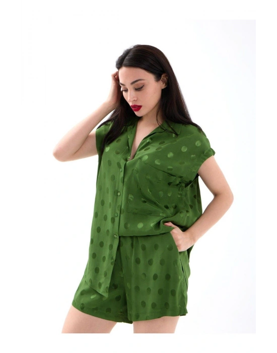 Saten Gömlek Şhort Takım