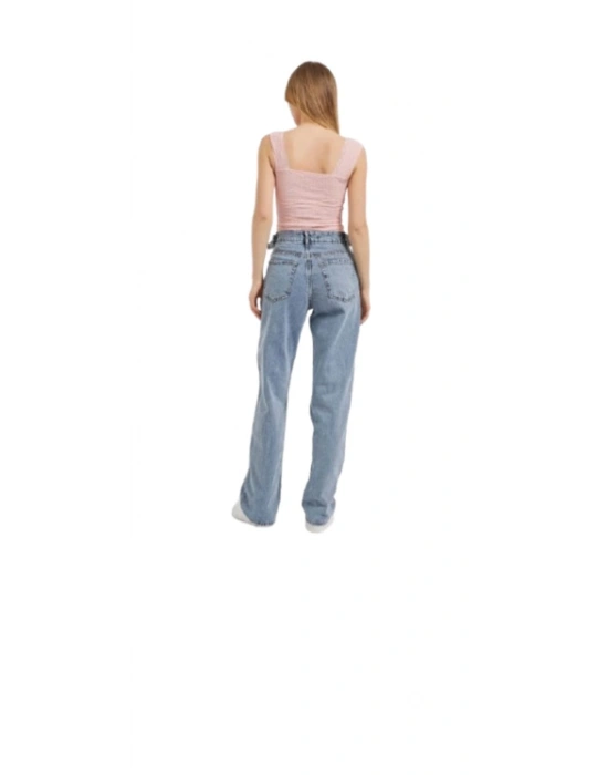 Kadın Yaka Bağcıklı Dantel Detay Kolsuz Bluz