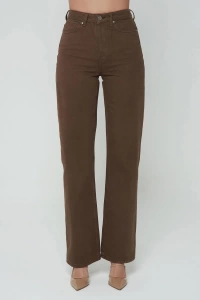 Kahverengi Wide Leg Fit Pantolon Jean
