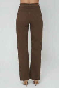 Kahverengi Wide Leg Fit Pantolon Jean