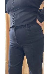 Ön Yırtmaç Detay Büyük Beden Siyah Pantolon (38 Beden-50 Beden)
