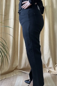 Ön Yırtmaç Detay Büyük Beden Siyah Pantolon (38 Beden-50 Beden)