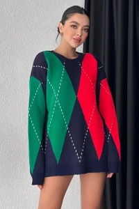 Baklava Desen Oversize Triko KAZAK 108-00511