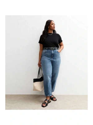 Kadın Mavi Varil Paça Kot Pantolon