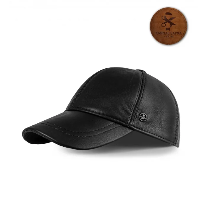 Karnas Bayan Siyah Deri Spor Şapka – Standart Beden & Günlük Kombinlere Uyumlu Stil