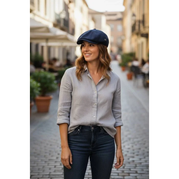 Karnas Bayan Keten Yazlık Kasket Şapka – Standart Beden & Modern ve Sade Görünüm