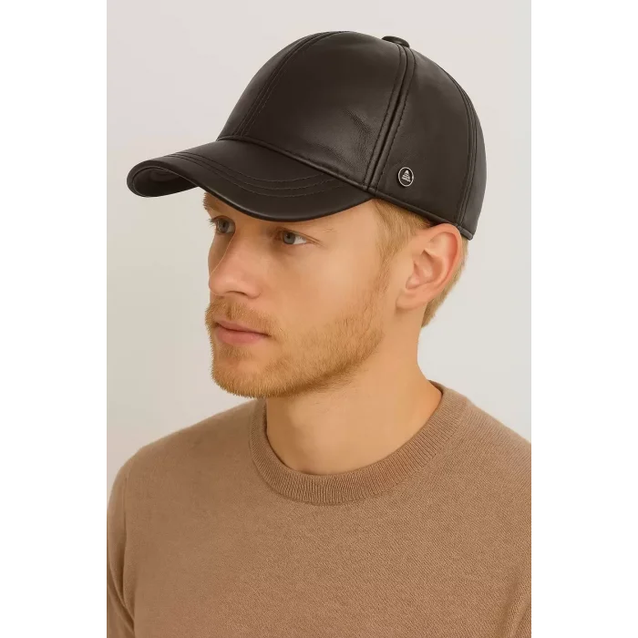 KARNAS ŞAPKA KAHVERENGİ DERİ SPOR ŞAPKA