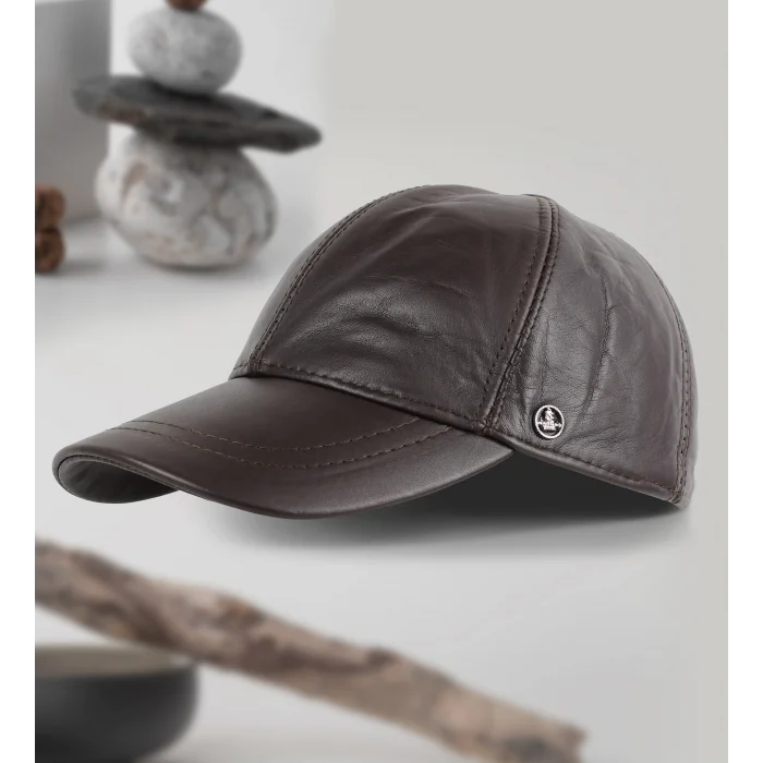 KARNAS ŞAPKA KAHVERENGİ DERİ SPOR ŞAPKA