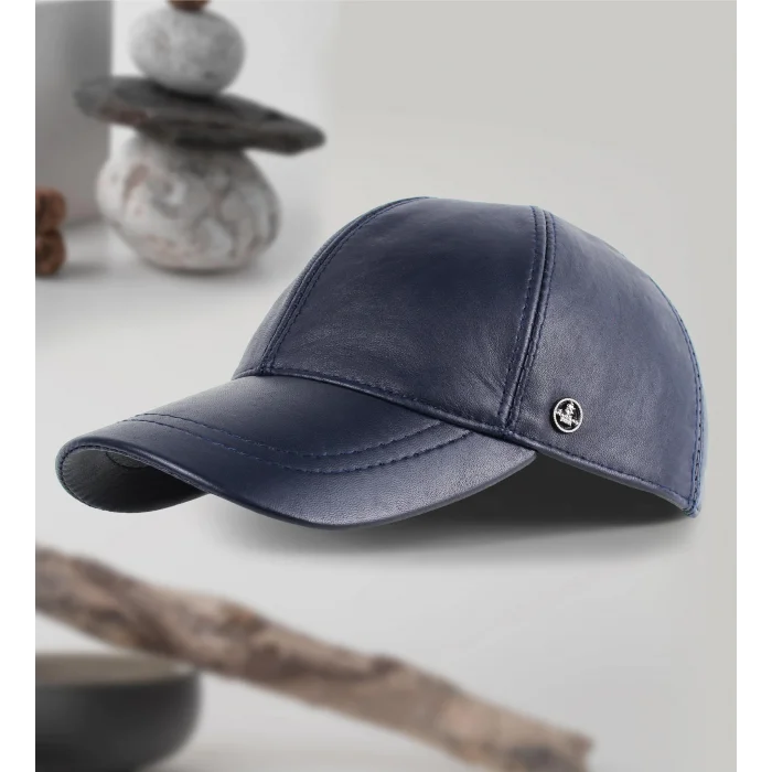 KARNAS ŞAPKA LACİVERT DERİ SPOR ŞAPKA