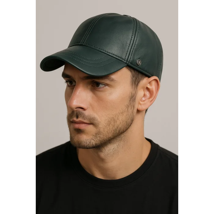 KARNAS ŞAPKA YEŞİL DERİ SPOR ŞAPKA