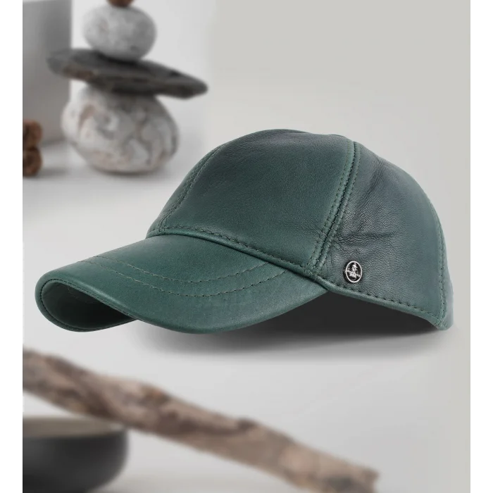 KARNAS ŞAPKA YEŞİL DERİ SPOR ŞAPKA