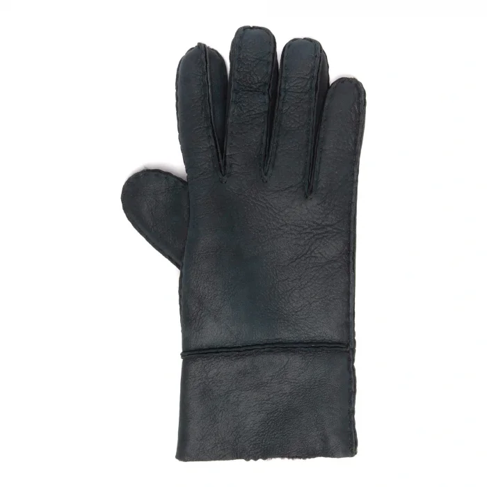 SİYAH GERÇEK DERİ UNISEX ELDİVEN - İÇİ YÜNLÜ