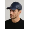 KARNAS ŞAPKA LACİVERT DERİ SPOR ŞAPKA