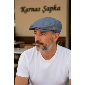 Karnas Keten Kumaş Kasket Şapka – Standart Beden, Yazlık Konfor