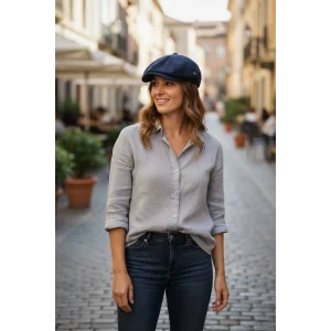 Karnas Bayan Keten Yazlık Kasket Şapka – Standart Beden & Modern ve Sade Görünüm