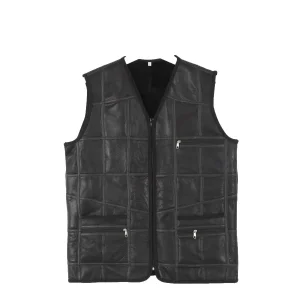ERKEK SİYAH DERİ YELEK - İÇİ KÜRKLÜ