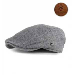 KARNAS ŞAPKA GRİ ÇİZGİLİ YÜNLÜ KAŞE KIŞLIK KUMAŞ KASKET ŞAPKA (TERLETMEZ SATEN ASTAR)