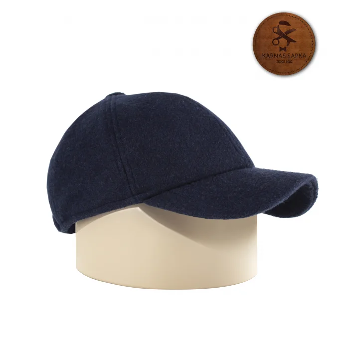 KARNAS ŞAPKA LACİVERT YÜNLÜ KAŞE KIŞLIK KUMAŞ ERKEK SPOR ŞAPKA / TERLETMEZ SATEN ASTAR