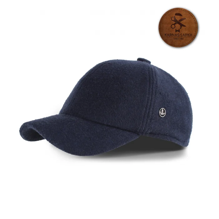 KARNAS ŞAPKA LACİVERT YÜNLÜ KAŞE KIŞLIK KUMAŞ ERKEK SPOR ŞAPKA / TERLETMEZ SATEN ASTAR