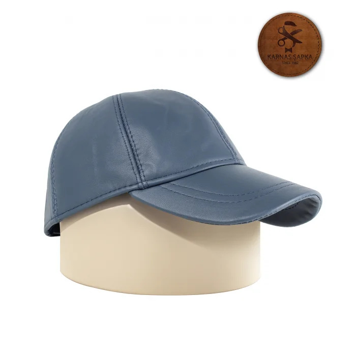 KARNAS ŞAPKA MAVİ DERİ SPOR ŞAPKA