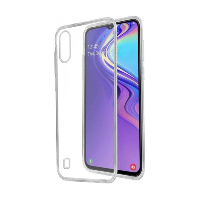 Galaxy M10 Toz Koruma Tıpalı Ultra İnce Şeffaf Silikon Kılıf