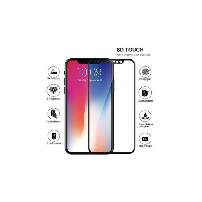 Apple Iphone X 6d Tam Kaplayan Kavisli Cam Ekran Koruyucu