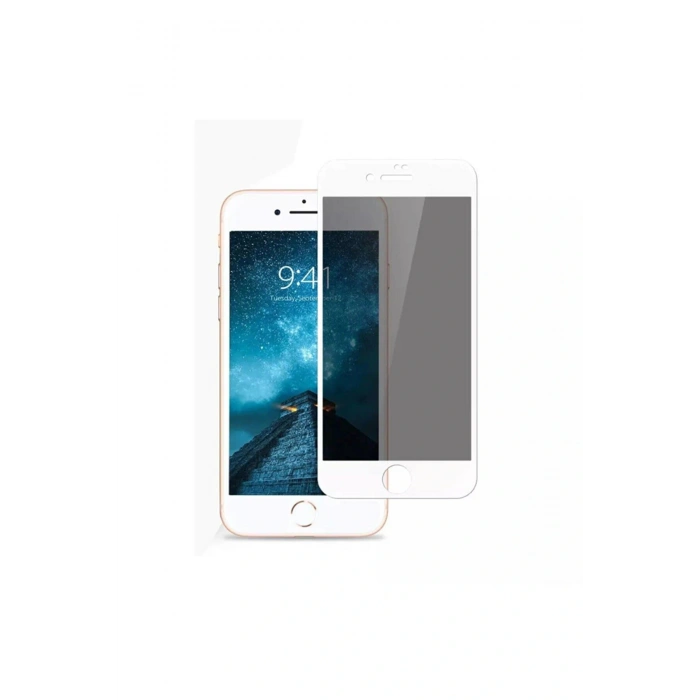 JM221 iPhone 7/8 2.5D Privacy Hayalet Ekran Koruyucu Beyaz