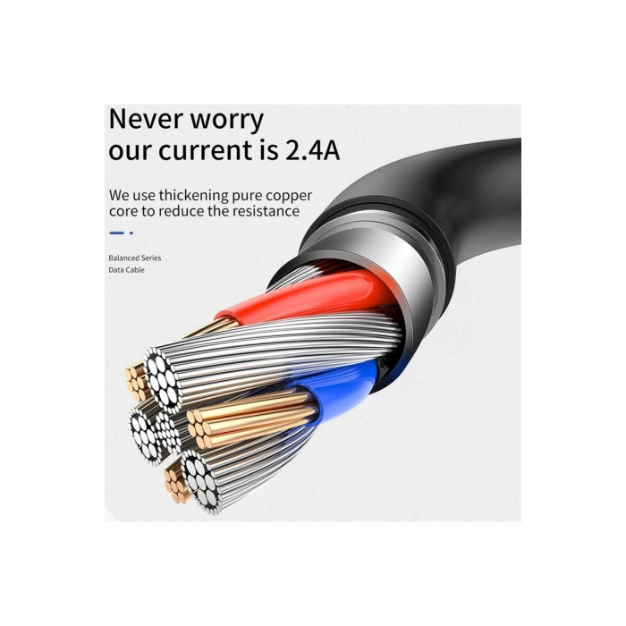 S-M405 2.4A Lightning Şarj ve Data Kablosu PVC 2M Siyah