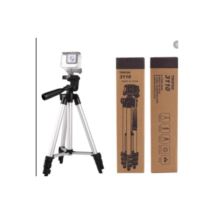Sabitleyiciler (Tripod) 3110 Tripod Profesyonel Fotoğraf Kamera Tripot Telefon Tutucu Tek Ebat Gri