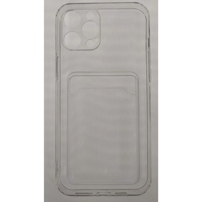 Iphone 12 Pro Max Uyumlu Kamera Korumalı Kartlıklı Şeffaf Kılıf Card Case