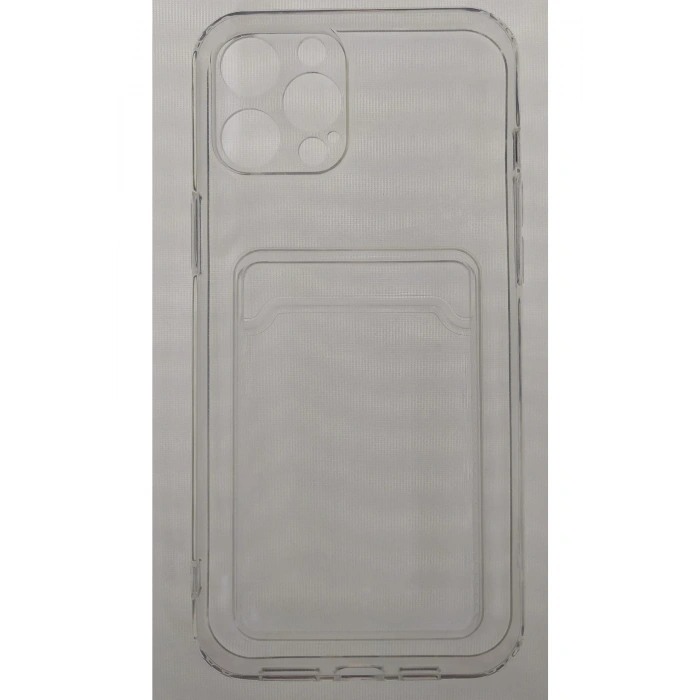 Iphone 12 Pro Uyumlu Kamera Korumalı Kartlıklı Şeffaf Kılıf