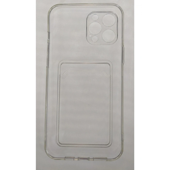 Iphone 12 Pro Uyumlu Kamera Korumalı Kartlıklı Şeffaf Kılıf