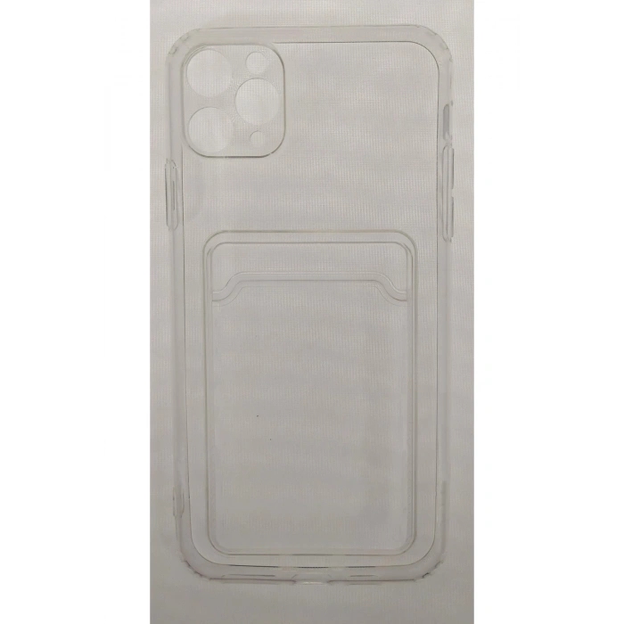 Iphone 11 Pro Max Uyumlu Kamera Korumalı Kartlıklı Şeffaf Kılıf Card Case