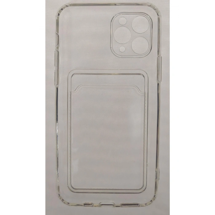 Iphone 11 Pro Max Uyumlu Kamera Korumalı Kartlıklı Şeffaf Kılıf Card Case