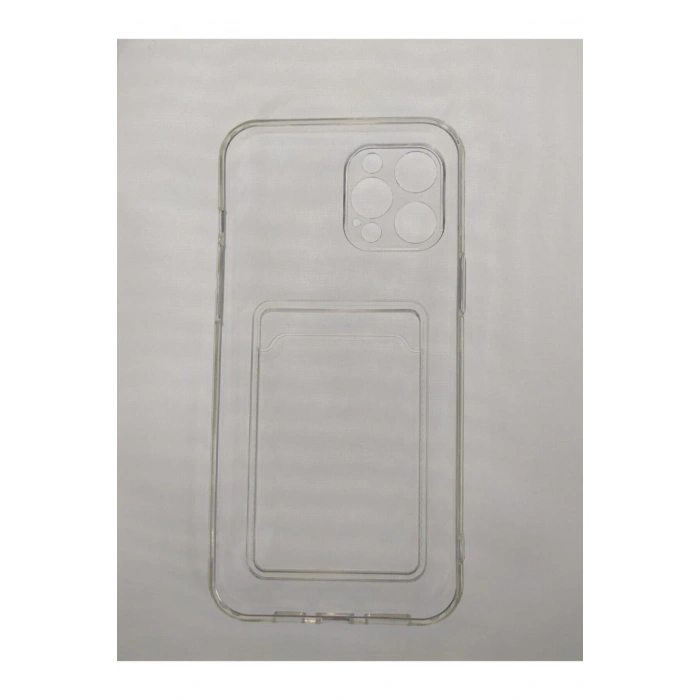 Iphone 11 Uyumlu Kamera Korumalı Kartlıklı Şeffaf Kılıf Card Case.