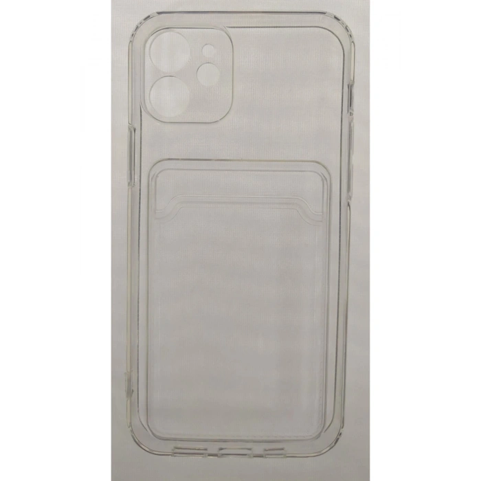 Iphone 12 Uyumlu Kamera Korumalı Kartlıklı Şeffaf Kılıf Card Case