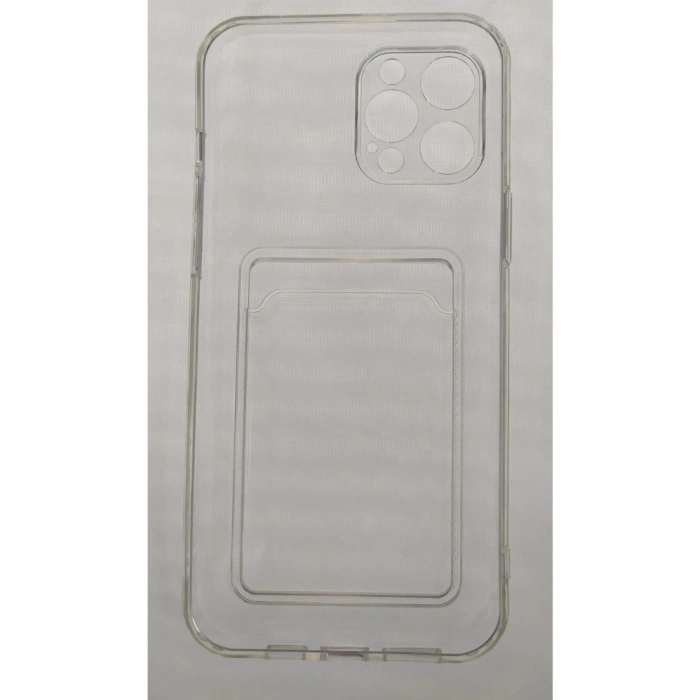 Iphone 12 Uyumlu Kamera Korumalı Kartlıklı Şeffaf Kılıf Card Case