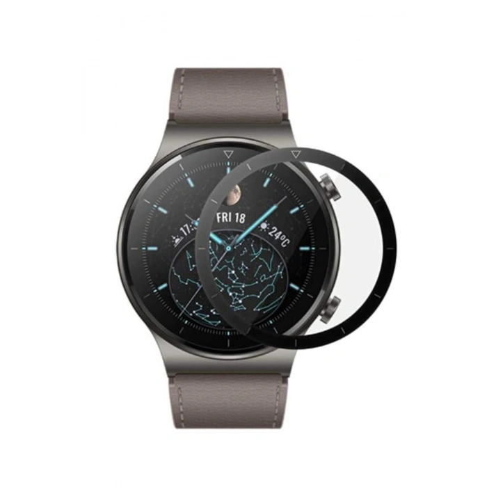 Huawei Watch Gt2 Pro 46mm Tam Kaplayan Polymer Nano Full Ekran Koruyucu Siyah