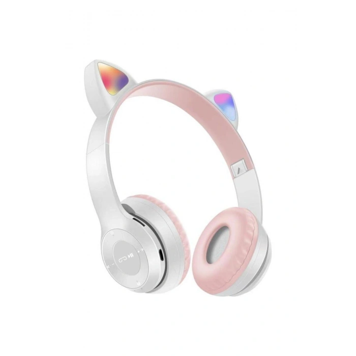 Tatlı Kedi Led Işıklı Kedi Kulağı Bluetooth Kulaklık Mikrofonlu Gürültü Önleyici Kulaklık