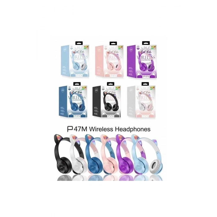 Tatlı Kedi Led Işıklı Kedi Kulağı Bluetooth Kulaklık Mikrofonlu Gürültü Önleyici Kulaklık