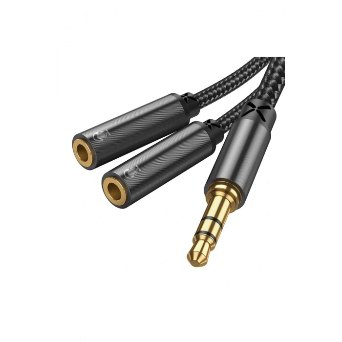 SY-A04 Splitter Y Kulaklık Ayırıcı Ses Kablosu 0,2 m-Siyah