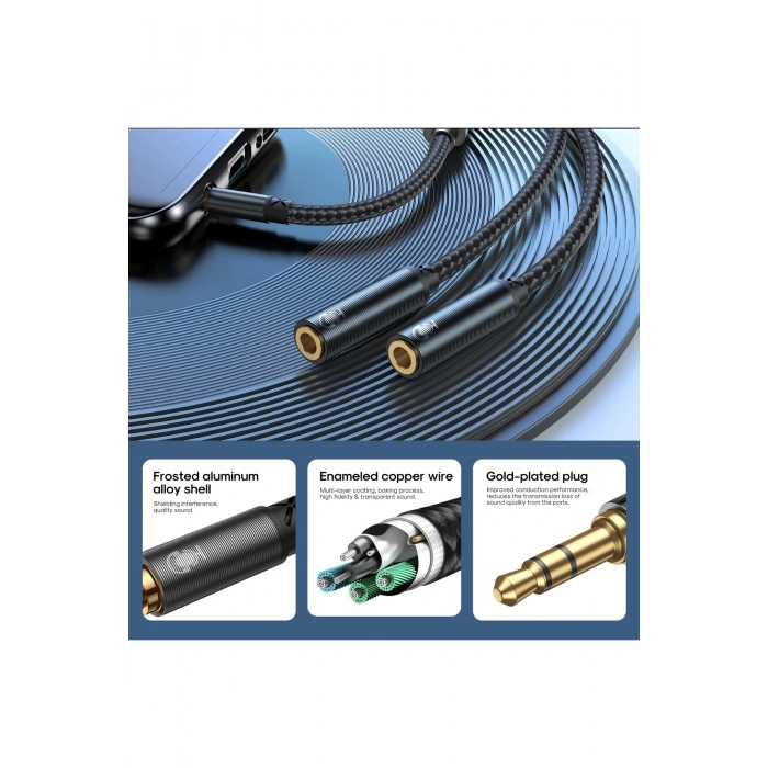 SY-A04 Splitter Y Kulaklık Ayırıcı Ses Kablosu 0,2 m-Siyah