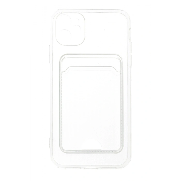 Iphone 11 Uyumlu Kamera Korumalı Kartlıklı Şeffaf Kılıf Card Case