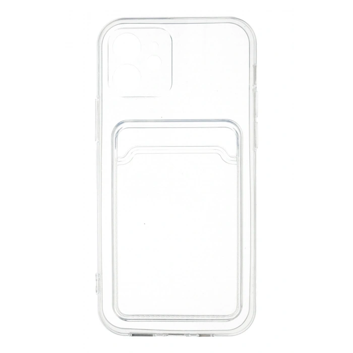 Iphone 12 Uyumlu Kamera Korumalı Kartlıklı Şeffaf Kılıf Card Case