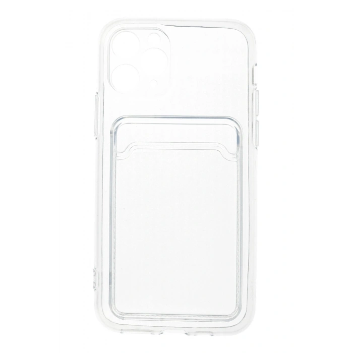 Iphone 11 Pro Uyumlu Kamera Korumalı Kartlıklı Şeffaf Kılıf Card Case