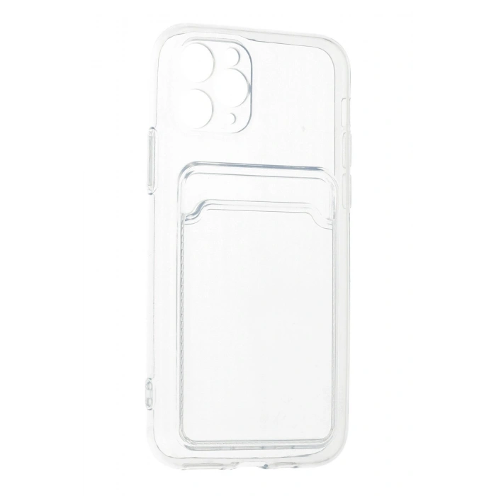Iphone 11 Pro Uyumlu Kamera Korumalı Kartlıklı Şeffaf Kılıf Card Case